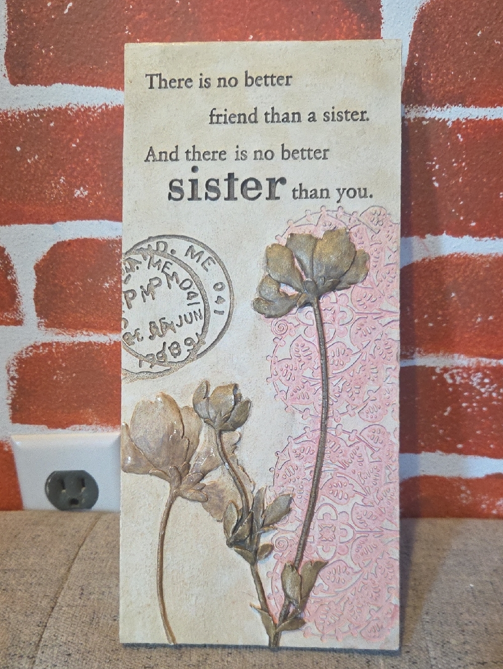 ✨️Sister Sentiment Floral Wall Plaque in Pink and Beige✨️